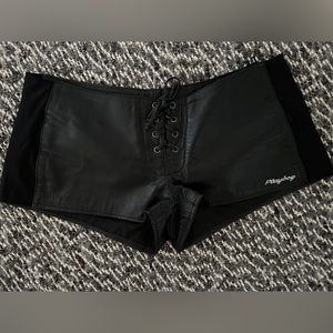 Playboy Black Leather Lace Up Shorts